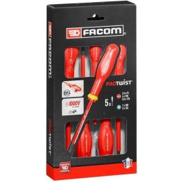 Facom Juego de 5 destornilladores aislados 1000V - Incluye 3 ranurados (2.5x75, 4x100, 5.5x125) y 2 Pozidriv (1x100, 2x125) Facom Juego de 5 destornilladores aislados 1000V - Incluye 3 ranurados (2.5x75, 4x100, 5.5x125) y 2 Pozidriv (1x100, 2x125)