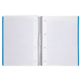 Cuaderno Espiral Liderpapel A4 Micro Wonder Tapa Plastico 120H 90 gr Cuadro 5 mm 5 Banda4 Taladros Color Celeste