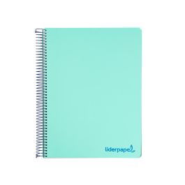 Cuaderno Espiral Liderpapel A4 Micro Wonder Tapa Plastico 120H 90 gr Cuadro 5 mm 5 Bandas 4 Taladros Color Verde