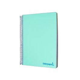 Cuaderno Espiral Liderpapel A4 Micro Wonder Tapa Plastico 120H 90 gr Cuadro 5 mm 5 Bandas 4 Taladros Color Verde