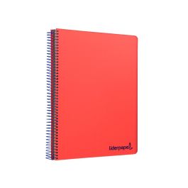 Cuaderno Espiral Liderpapel A4 Micro Wonder Tapa Plastico 120H 90 gr Cuadro 5 mm 5 Bandas 4 Taladros Color Rojo