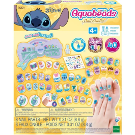 Aquabeads Kit Diseña Tus Uñas Stitch 35121 con Uñas y Decoraciones para +40 Diseños
