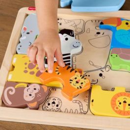 Fisher-Price JFG10 MATJFG10 - Rompecabezas de animales de madera para clasificación de formas con 13 piezas