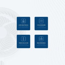 Daewoo Ventilador de Pie Alta Velocidad 90W, 30 cm (12"), Base Redonda con Mando a Distancia