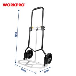 Workpro Carrito de transporte plegable, capacidad carga máxima 100 kg, base 47.5 x 25 cm, altura regulable