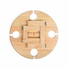 Livoo MES150 LIV1695358034109 Bandeja divisoria para aperitivos, madera de caucho, 4 ranuras para vasos, patas plegables