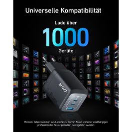 Anker 735 Prime Charger 67W 1 x USB-A 2 x USB-C en negro