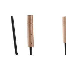 DKD Home Decor Leñera Vintage Negro Natural Acero y Pino Set de 4 11 x 57 x 2.5 cm