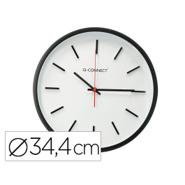 Q-connect Reloj de Pared Redondo de Plástico Negro 34,4 cm Movimiento Silencioso Precio: 14.49999991. SKU: B128A363E5