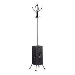 Giftdecor Perchero Paraguero de Metal Cuadrado Negro 34x188x34 cm