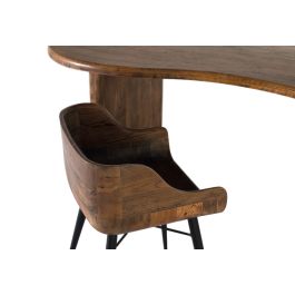 Giner y Colomer Silla de Teca y Hierro Negro, Asiento Ergonómico, 40x32cm, Nogal