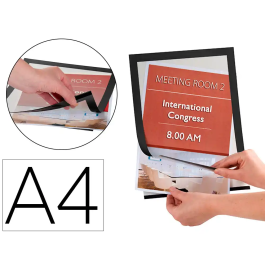 Q-connect Marco Porta Anuncios Magnético DIN A4 Adhesivo Removible, Negro, Pack 2 Unidades