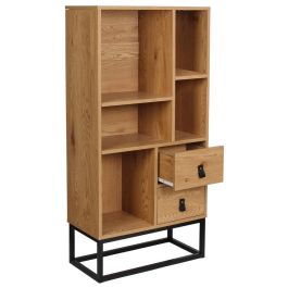 Home Deco Factory Librería Con 2 Cajones de Madera y Metal Colección Industriel 60x29x120 cm