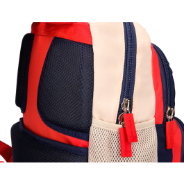 Liderpapel Mochila Escolar Multibolsillo Infantil Azul Marino Rojo Beige 350x110x270 mm