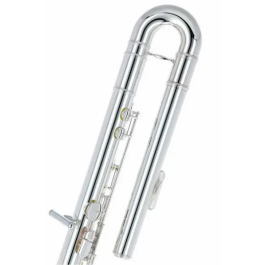 Pearl Flute Flauta Bajo PFB305E - Cabeza Curvada, Plateada, Pie: Do, Mecanismo de Mi Dividido, Accesorios Incluidos