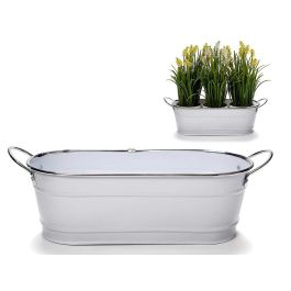 Ibergarden Jardinera 2 Asas Blanco Filo Plata 32x10x11 cm (Set de 24) Precio: 48.89000039. SKU: S3605592