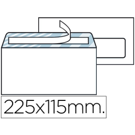 Liderpapel Sobre N.4 Blanco Americano Ventana Derecha 115x225mm Tira Silicona Open System Caja 500 Unidades