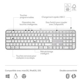 Teclado Inalámbrico - LOGITECH - MX Keys S - Bluetooth - Retroiluminado - Teclas silenciosas - Gris claro Teclado Inalámbrico - LOGITECH - MX Keys S - Bluetooth - Retroiluminado - Teclas silenciosas - Gris claro