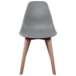 Home Deco Factory Silla STOCKHOLM Diseño Escandinavo Patas Madera Asiento Plástico Gris 45,8x51,4 cm H84,6 cm