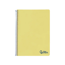 Liderpapel Cuaderno espiral A4 Wonder, tapa plástico, 80 hojas, 90gr, pauta estrecha 2,5mm con margen, color amarillo