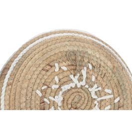 DKD Home Decor Decoración Pared Balines Set 3 Piezas Seagrass Algodón Natural Blanco 45x45x7 cm (2 Unidades)