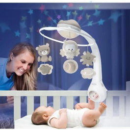 Infantino INF0773554049152 Móvil musical y proyector Dulce Noche 3 en 1 Gris