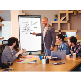 Q-connect Pizarra Móvil Magnética Lacada Blanca con Ruedas para Conferencias 70x100 cm