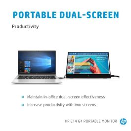 HP E14 G4 Monitor Portátil con Conexión USB-C, Pantalla Extra Brillante y Soporte Abatible para Máxima Productividad y Trabajo Flexible