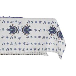 Mantel Tradicional DKD Home Decor Azul Blanco 250 x 0.5 x 150 cm Set de 9 (2 Unidades)