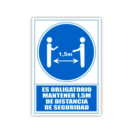 Archivo 2000 Señal Obligatorio Mantener 1,5 m Distancia Seguridad PVC Azul 210x297 mm