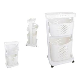 Kipit Ropero Plástico 2 Alturas con Ruedas Blanco 33x84x43 cm