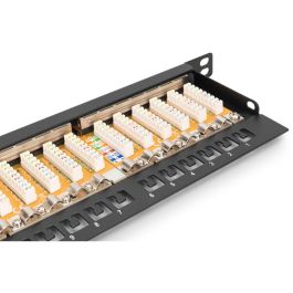 Digitus Patchpanel 24-Puertos CAT 6 Blindado Negro, 0.5U, Montaje en Bastidor, RJ-45, Alta Densidad