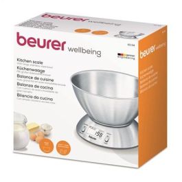 Beurer KS-54 Balanza de Cocina de Acero Inoxidable con Bol, Termómetro, Temporizador y Función Tara