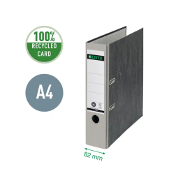 Leitz Archivador de Palanca DIN A4 Lomo 80 mm Cartón Jaspeado CO2 Neutral Gris