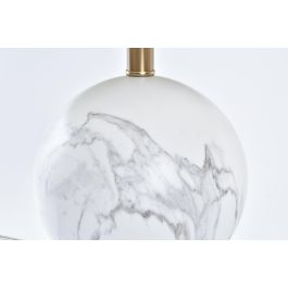 DKD Home Decor Lámpara Sobremesa Moderna Bola Mármol Metal Blanco Dorado E27 50W 36x52x36 cm