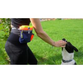 Coachi Train & Treat Bag | Bolsa de Recompensas para Adiestramiento y Paseo de Perros | Azul-Coral, Forro Reversible, Bolsillo Cremallera