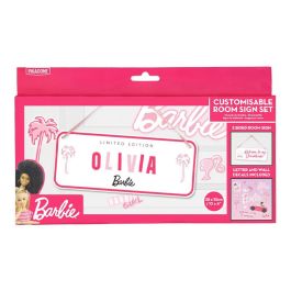 Paladone Letrero Dormitorio Barbie Personalizable - Metal 25x10 cm, Reversible con Pegatinas