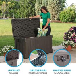 Lifetime Arcón de Almacenaje Exterior Marrón, Ideal para Jardín y Terraza, Gran Capacidad 440 Litros, Resina Plástica Resistente, Medidas 127x64x67 cm