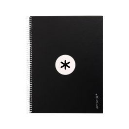 Cuaderno Espiral A4 Micro Antartik Tapa Forrada 80H 90 gr Cuadro 5 mm 1 Banda 4 Taladros Negro