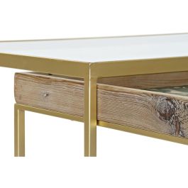 Juego de 2 mesas DKD Home Decor Dorado Natural Madera Metal Cristal 90 x 60 x 45 cm