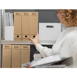 Liderpapel Caja Archivo Definitivo Din A4 Cartón Reciclado 325g/m2 Lomo 82 mm Kraft 325x82x250 mm