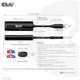 Club3D Adapter USB 3.2 Tipo C a HDMI 2.1 HDR10 8K 60Hz Activo
