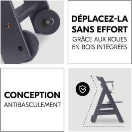 HAUCK HAU1731627400690 Trona Evolutiva BETA+ de Madera FSC con Arnés de 5 Puntos y Ruedas para Bebés de 6 Meses a 90 kg, Gris