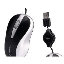 Raton Q-Connect Mini Optico 800 Dpi Retractil Usb 1,5 grhz Negro