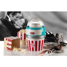Ariete 2957/01 Máquina de Palomitas Party Time Big Popper Azul, Diseño Retro Años 50, Aperitivo Natural sin Grasas