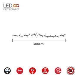 Edm Guirnalda easy-connect 4m 60 LEDs blanco frío IP44 interior y exterior