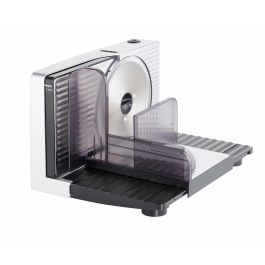 Unold 78866 Allesschneider Curve Plata, Negro - Cortafiambres Eléctrico 100W, Cuchilla Acero Inoxidable 17cm, Grosor Corte hasta 1,5cm