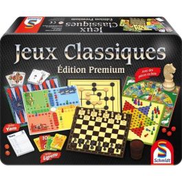 Schmidt Spiele Juego de Mesa Caja de Juegos Clásicos Premium de Metal con Ajedrez, Damas, Backgammon y +100 Opciones