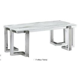 Mesa Centro Moderno DKD Home Decor Blanco Plateado 60 x 45 x 120 cm