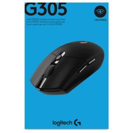 Logitech G305 Gaming, Ratón Inalámbrico para Gaming, Negro, Sensor Óptico HERO, Tecnología LIGHTSPEED, 12,000 DPI, 6 Botones, Diseño Ultraligero (99g)